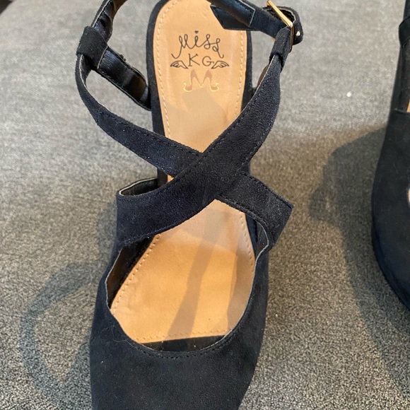 Miss KG Platform, wedge, open toe, suede, chunky heels, black, size 6, - Picture 7 of 8